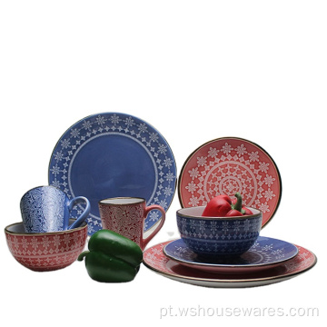 Pad impressão de porcelana jantar conjunto de cerâmica de cor
